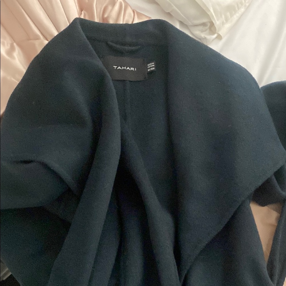 Tahari Midnight Black Wrap Coat